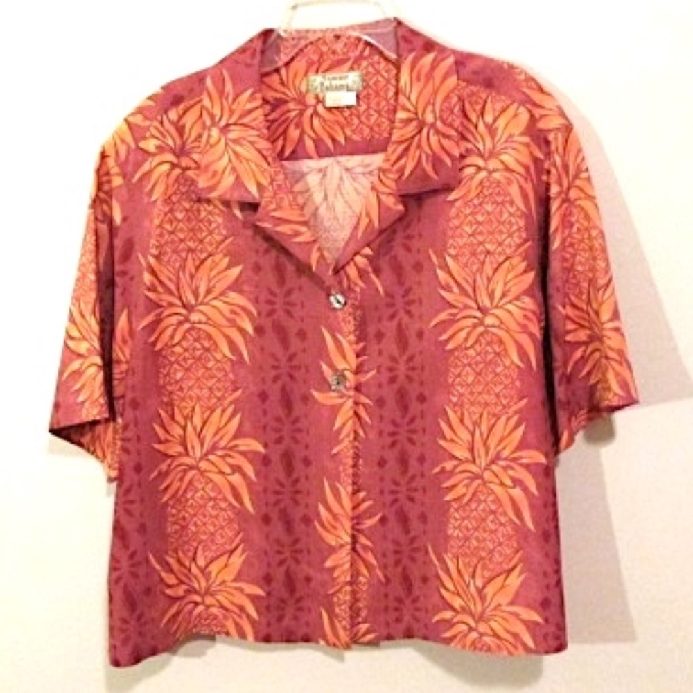 VTG Tommy Bahama Cropped Hawaiian Shirt, Size L